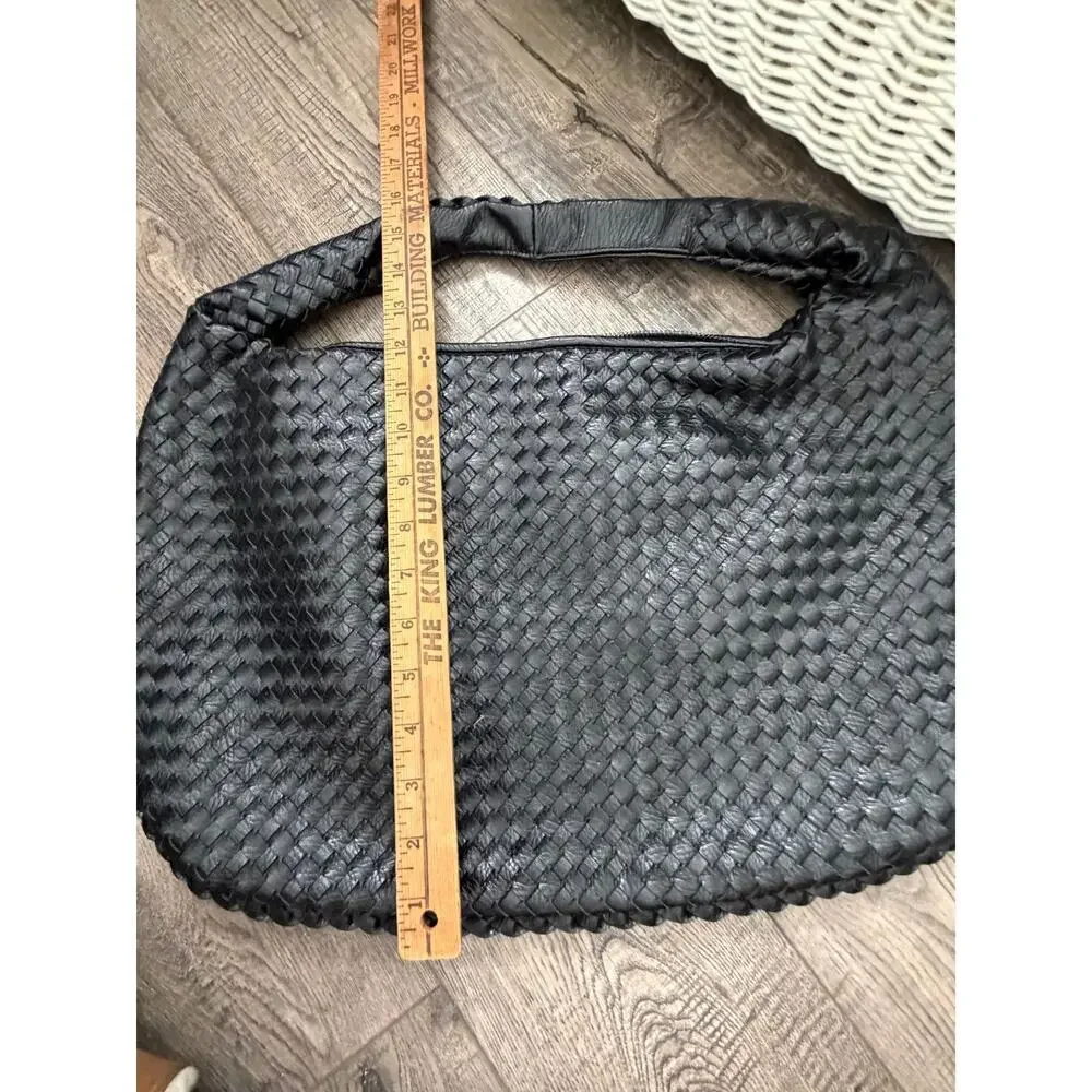 Lullaby Club Shoulder Hobo Bag Black Vegan Leather Bordeaux Braided Woven